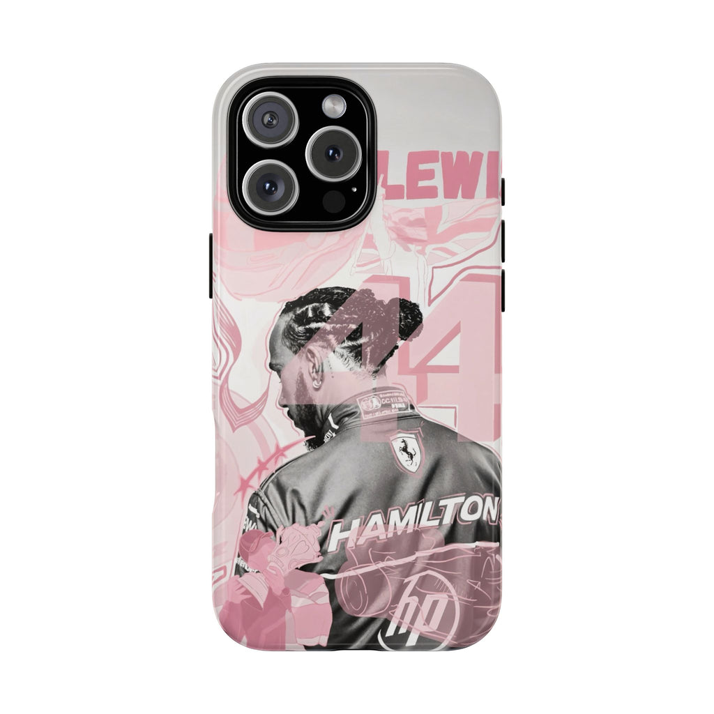 Hamilton Racing Phone Case — Pink Retro Driver Collage Tough Case