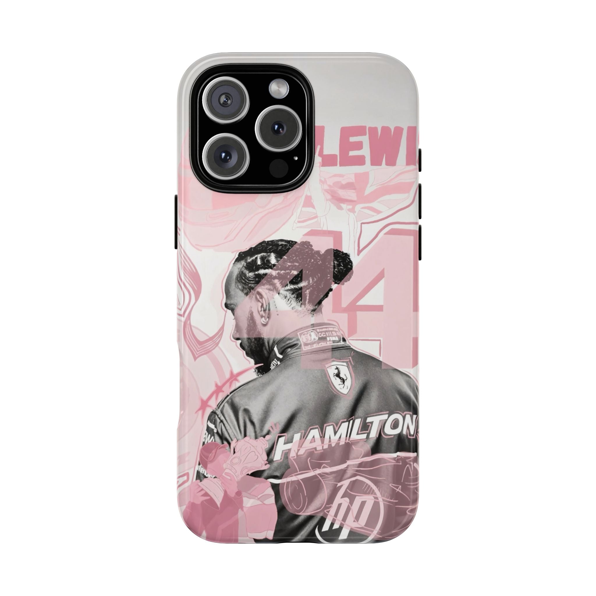 Hamilton Racing Phone Case — Pink Retro Driver Collage Tough Case
