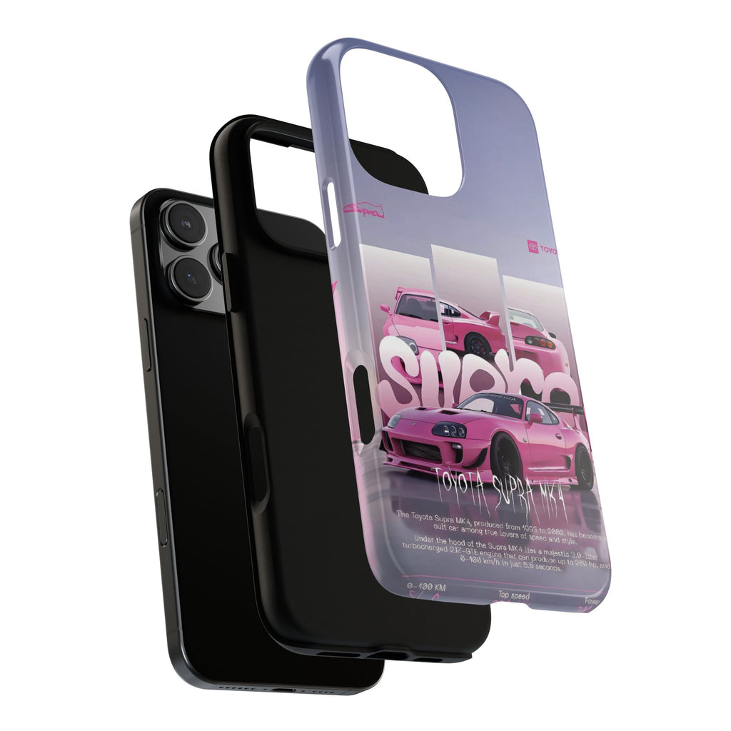 Pink Toyota Supra Phone Case — Retro Car Graffiti Design